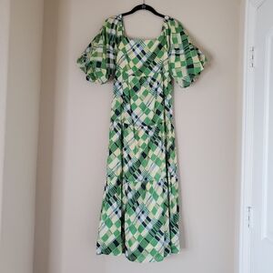 Faithfull the Brand Falabelle tiered checked cotton-poplin midi dress Size L